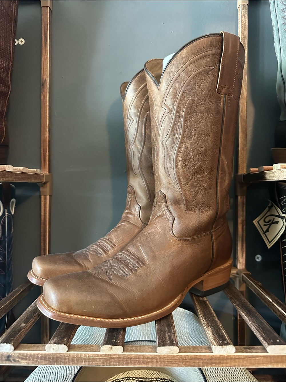 Stetson “Waylon” Oily Tan Leather Western Cowboy Boots 10d